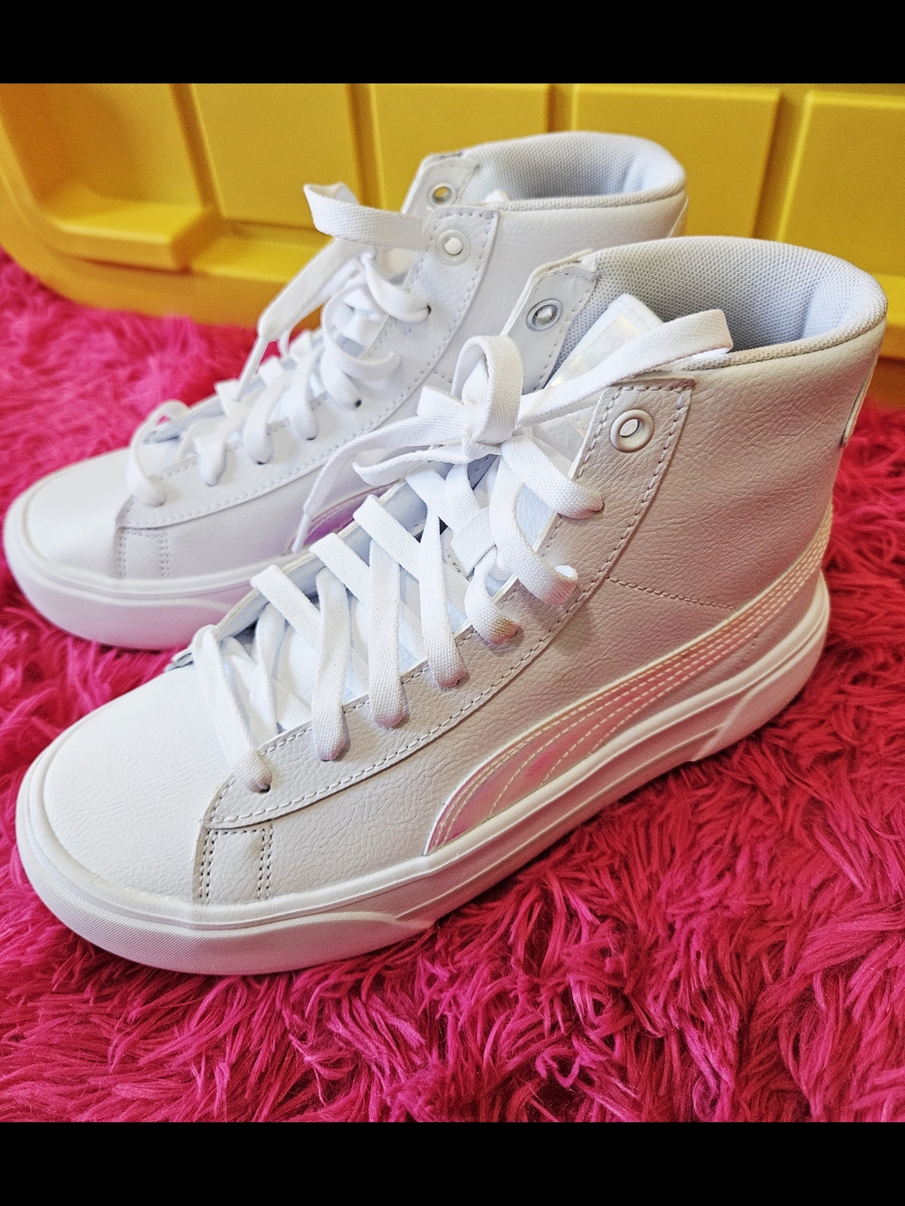 Puma White High-Top Canvas-Style Sneakers